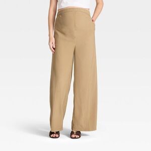 Over The Belly High-Rise Wide Leg Maternity Pants  Tan